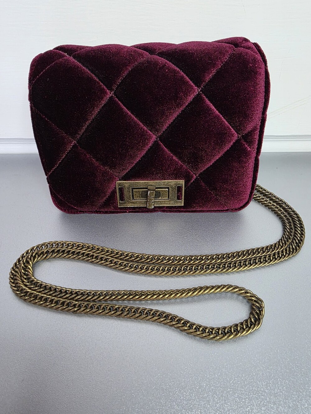 Sergio Feretti Velour Box Clutch – Claret-Red